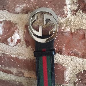 Men’s striped Gucci Belt